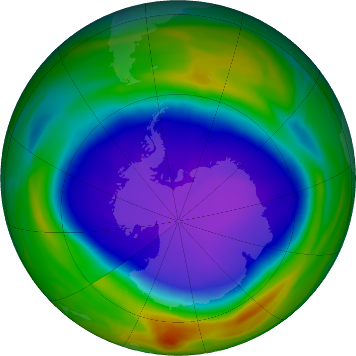 Antarctic ozone map for 06 October 2021